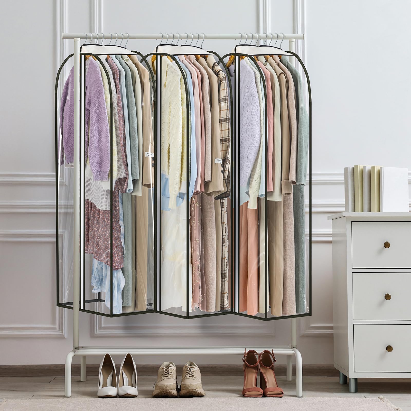 Landneoo clear garment bags in closet keep coats dresses neatly stored