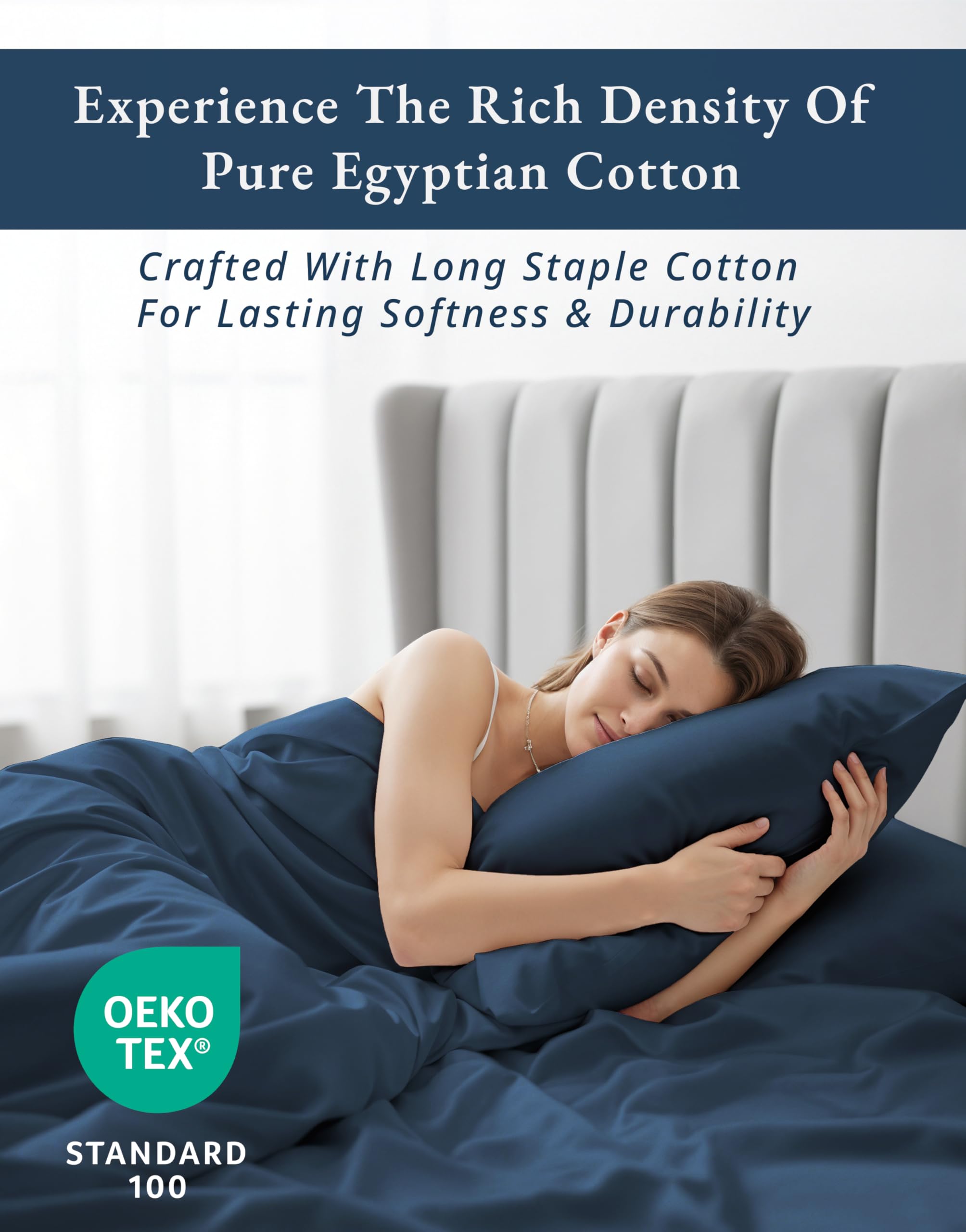 Lane Linen 15-inch deep-pocket fitted sheet securing a king mattress