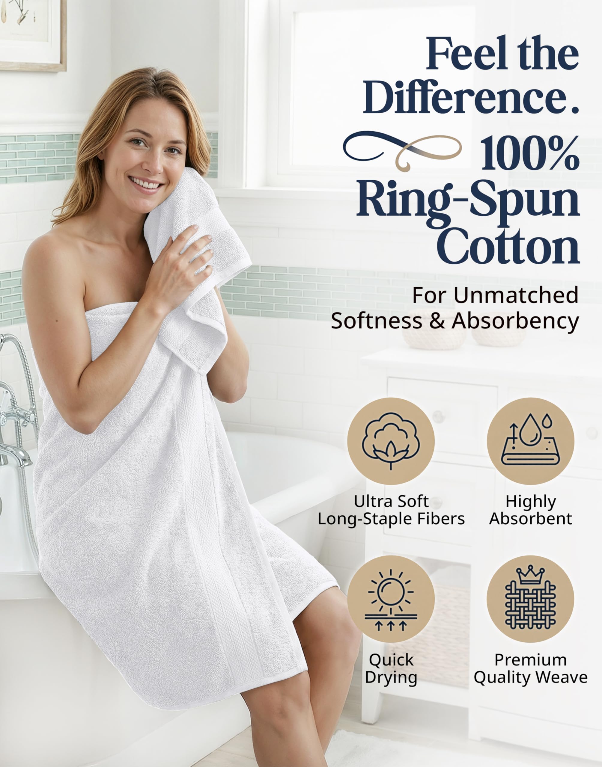 LANE LINEN 16-piece bath towel set flat lay shows complete bathroom solution