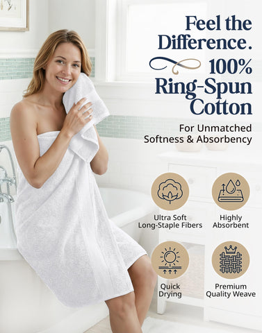 LANE LINEN 16-piece bath towel set flat lay shows complete bathroom solution