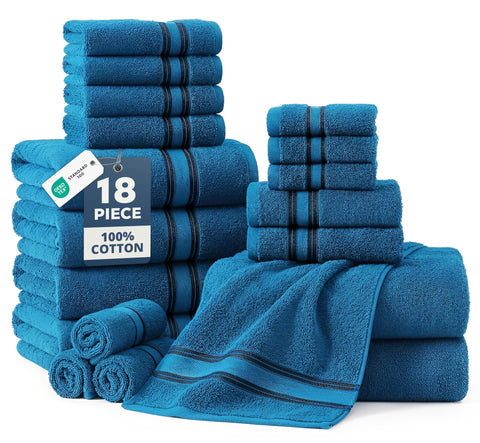 LANE LINEN 18pc bath towel set showing plush towels for daily use.
