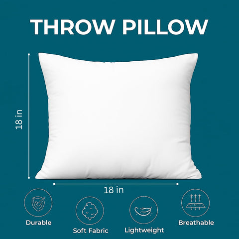 Lane Linen 18x18 pillow insert dimensions shown for ideal cover fit.