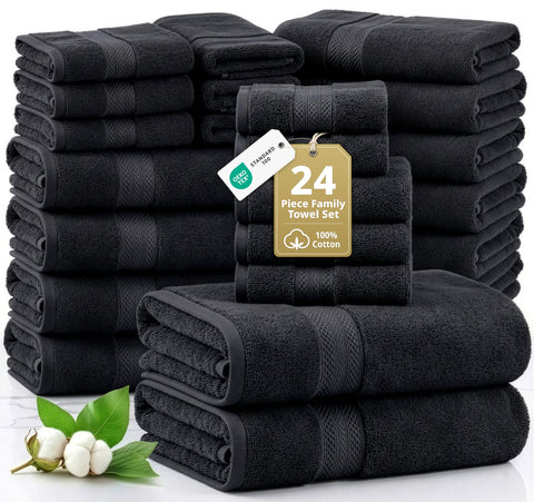 Lane Linen 24pc towel set closeup shows plush fabric for everyday luxury.