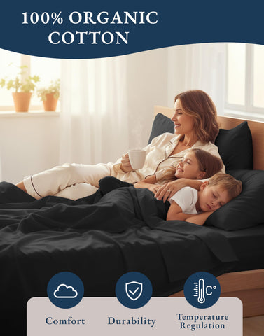Lane Linen four-piece set displayed as a complete king bedding ensemble