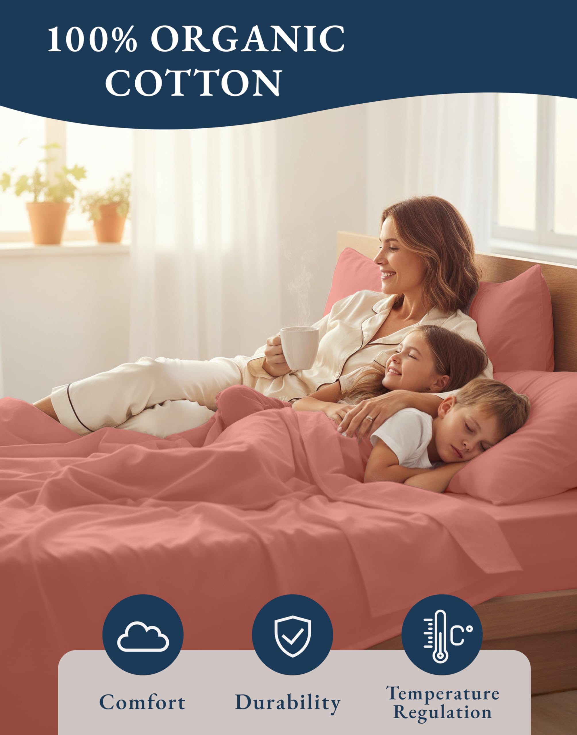 Lane Linen 4-piece set layout highlighting flat sheet, fitted sheet, and pillowcases.