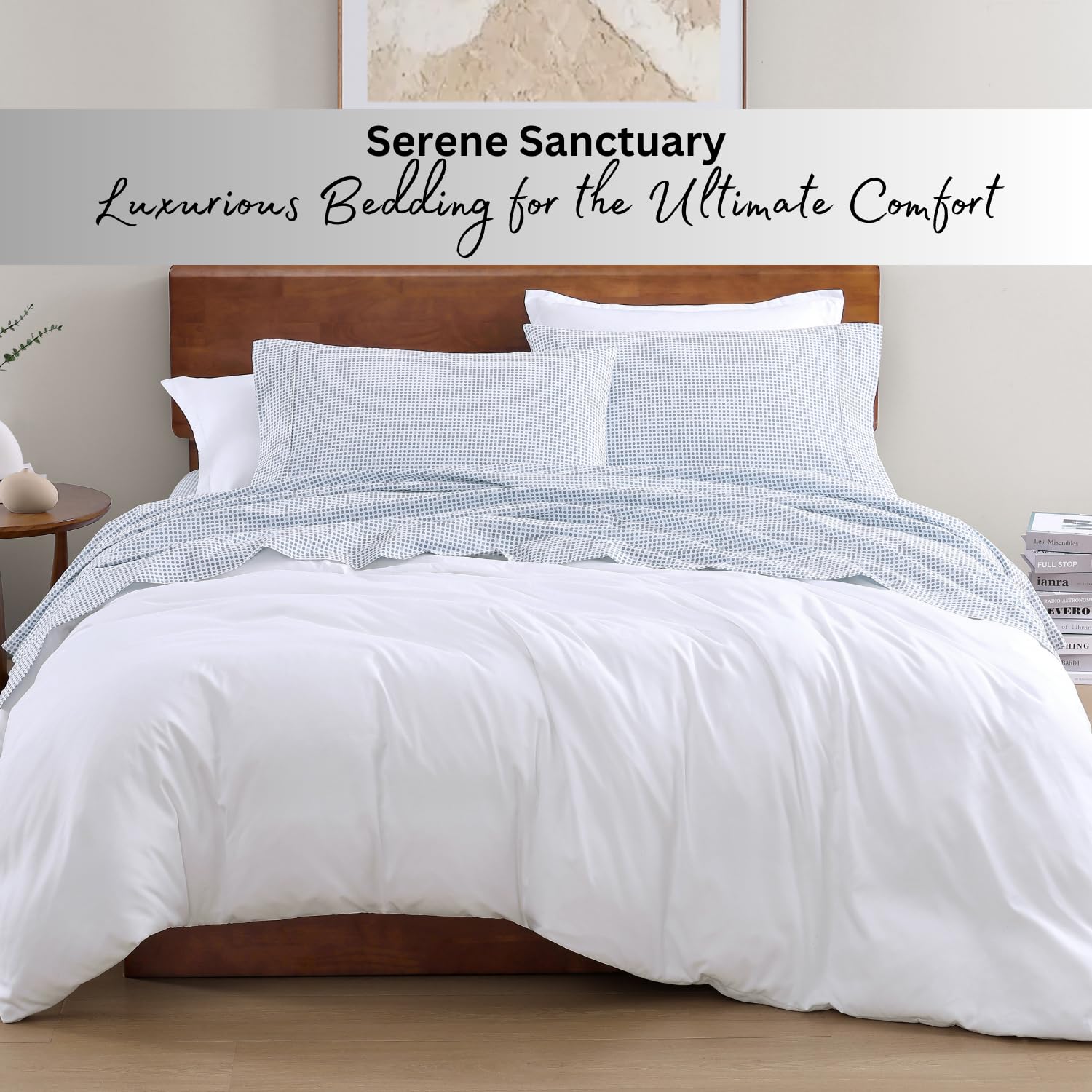 Lane Linen 4-piece set displayed on bed for complete upgrade.
