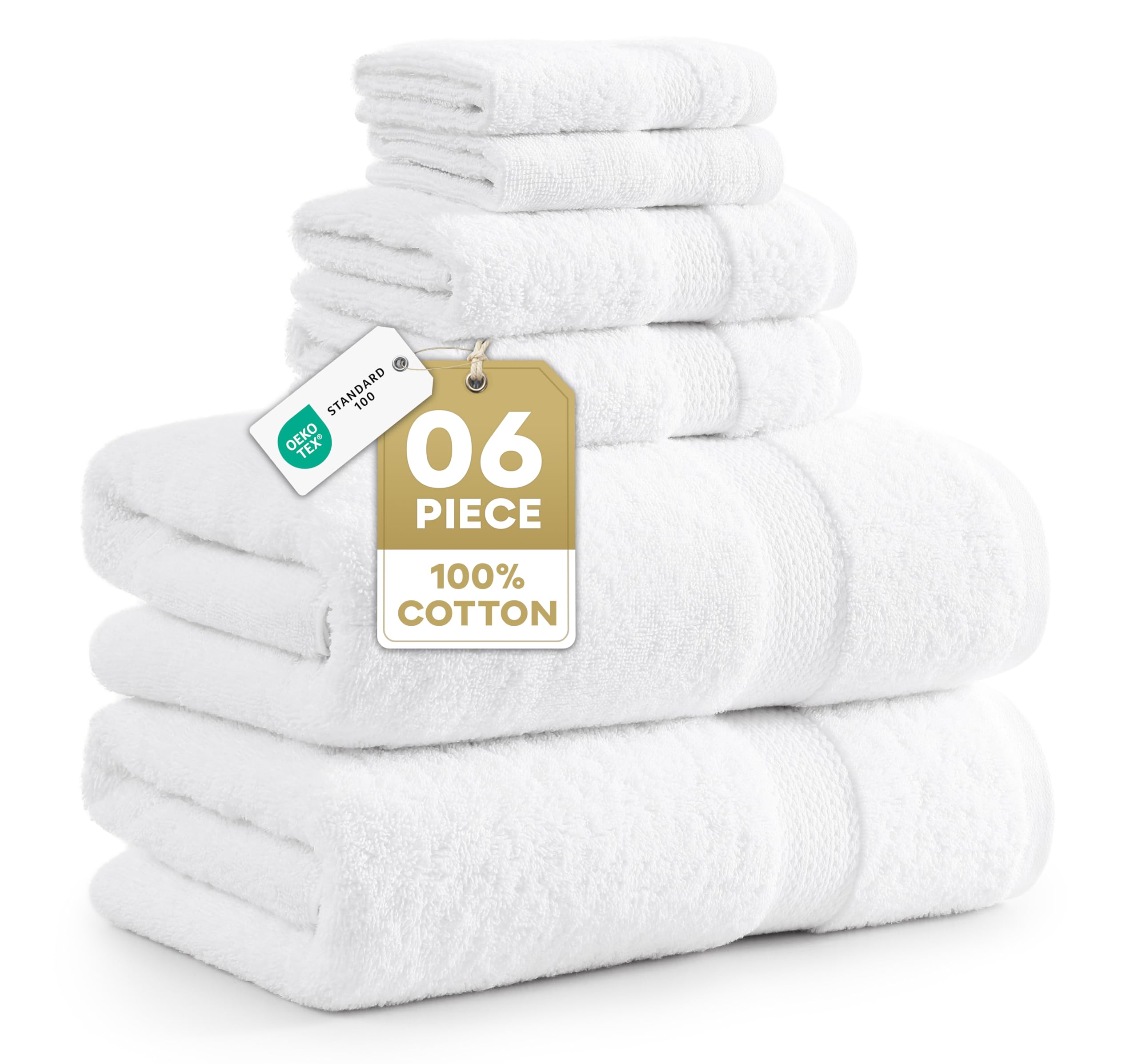 Lane Linen 6-piece bath towel set close-up texture for plush softness
