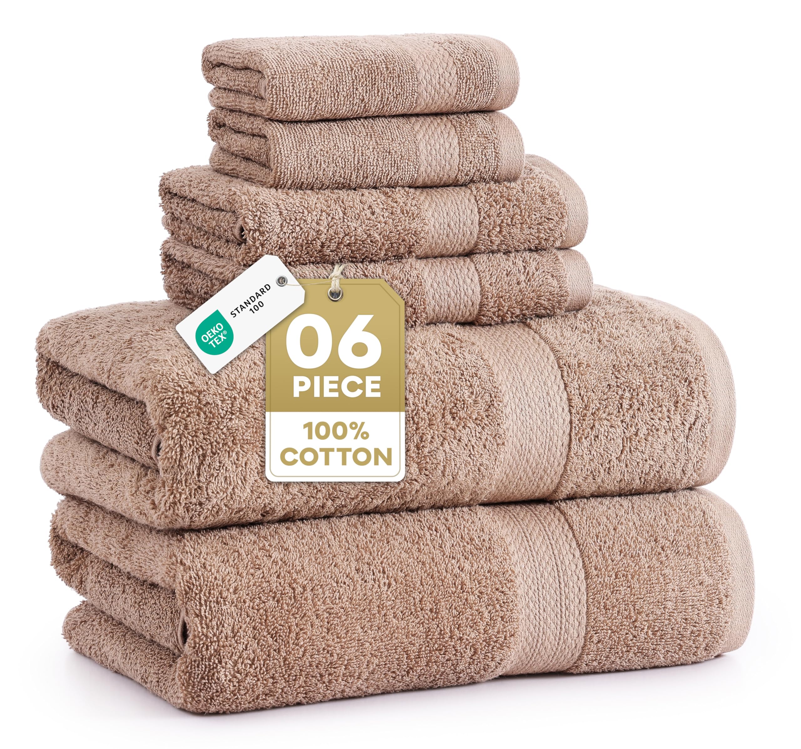 Lane Linen 6pc towels set shows plush cotton for daily comfort.