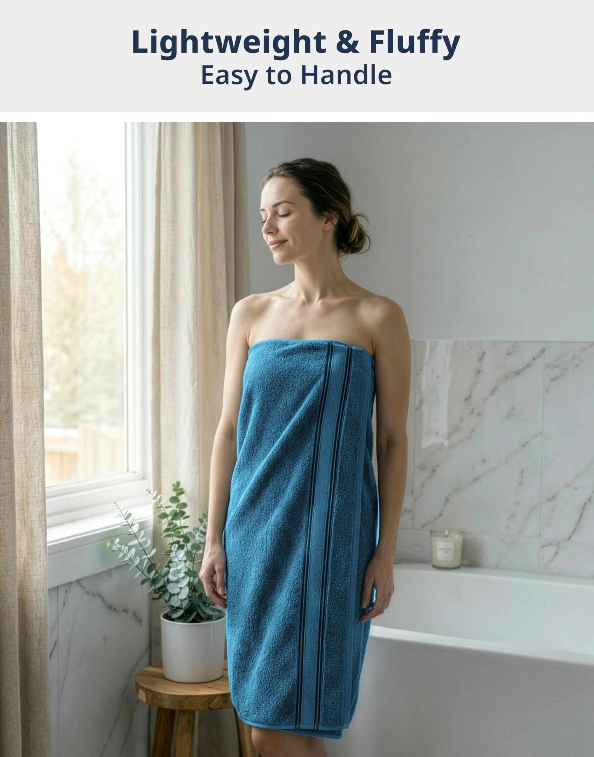 LANE LINEN absorbent 550gsm towels in action after shower.
