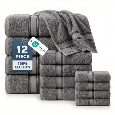 LANE LINEN bath towel 28x54 showcases plush zero-twist texture for absorbent daily use.