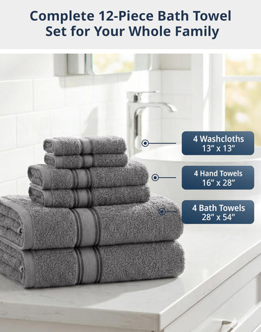 LANE LINEN bath towel set 12-coordinated colors elevates bathroom décor.