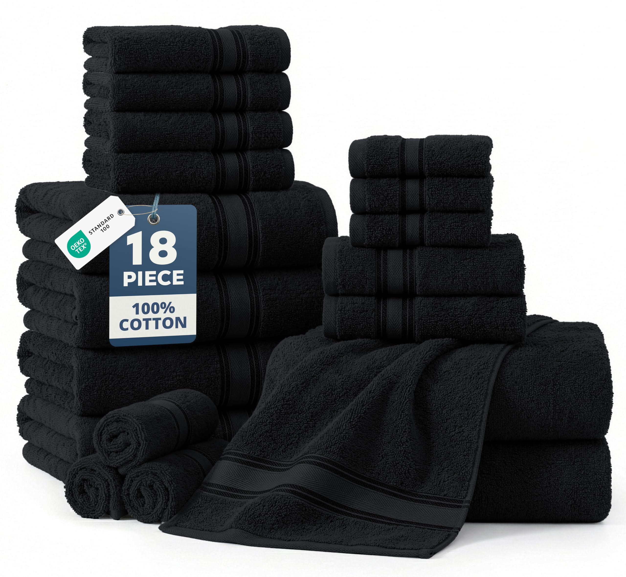 Lane Linen bath towel set 18-pack displayed for daily luxury and absorbency