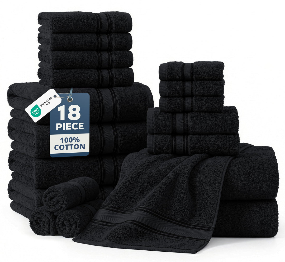 Lane Linen bath towel set 18-pack displayed for daily luxury and absorbency