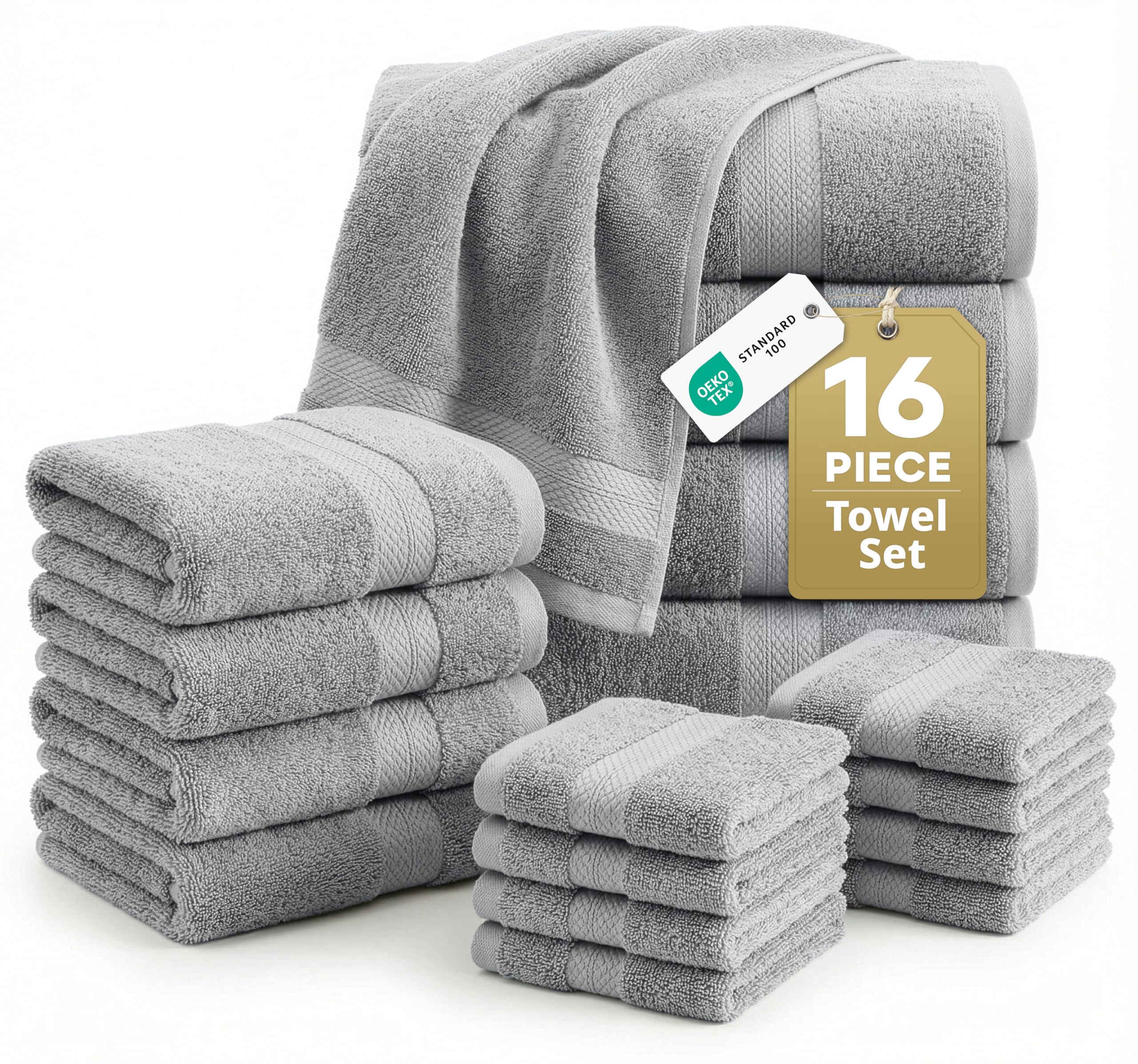 LANE LINEN bath towels 28x54 in grey show plush softness and quick-dry performance.