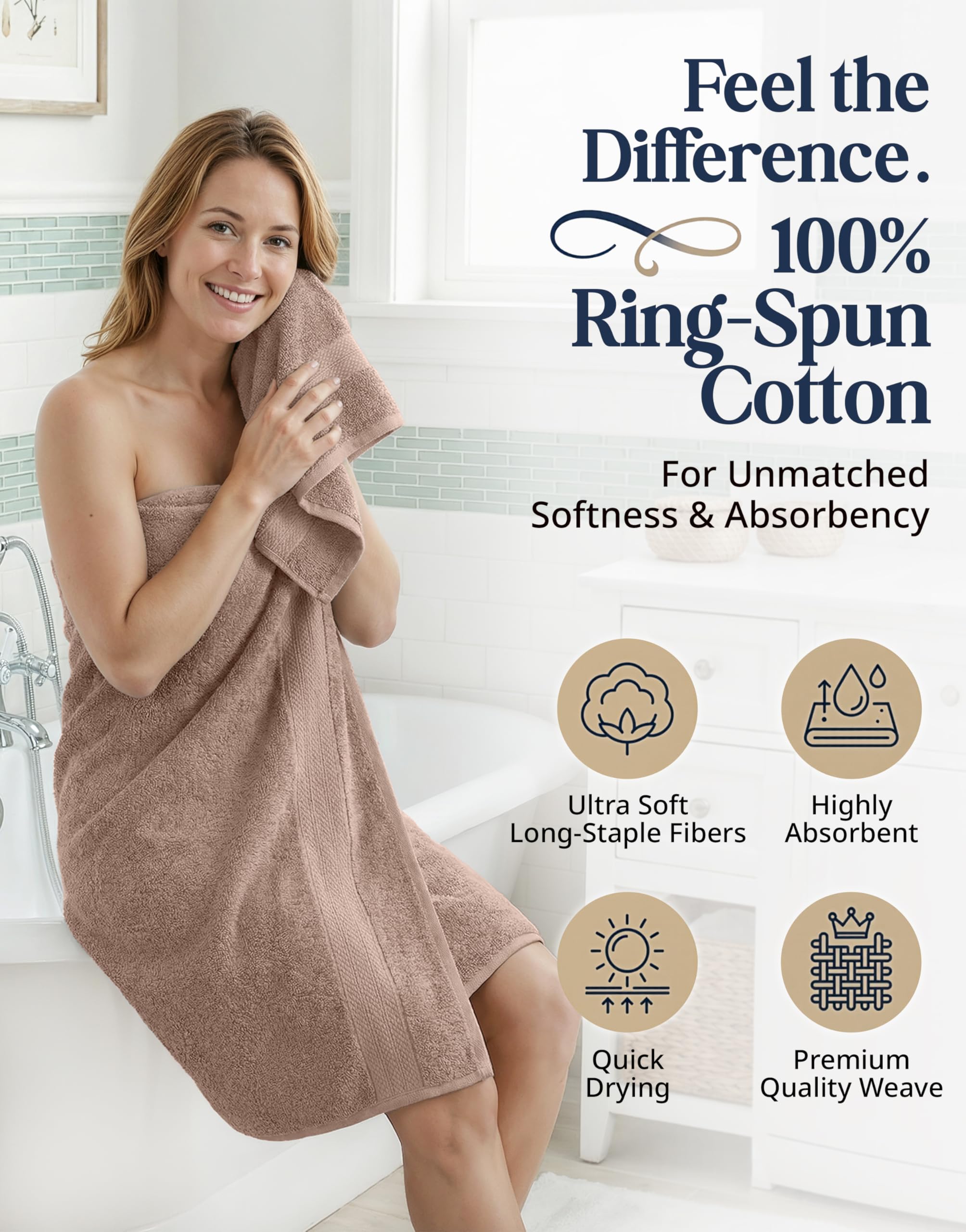 Lane Linen bath towels 28x54 deliver spa-like drying at home.