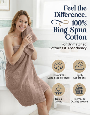 Lane Linen bath towels 28x54 deliver spa-like drying at home.