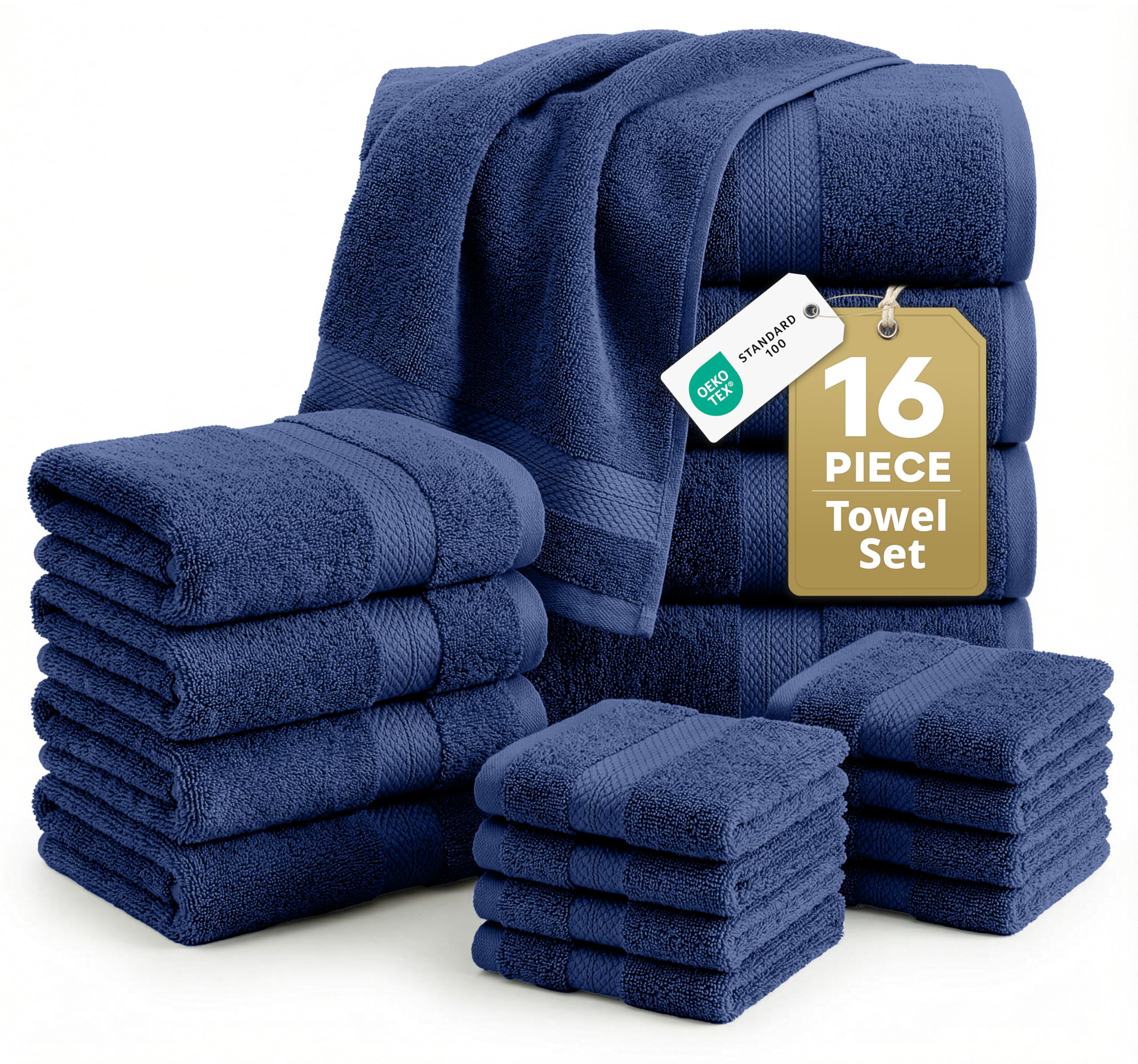 Lane Linen bath towels navy show plush softness and strong absorbency.