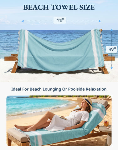 Lane Linen Beach Towels lightweight travel pack for easy packing and versatile use.