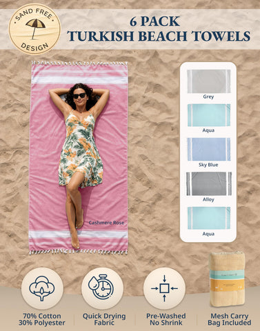 Lane Linen Beach Towels sand-free design keeps beach gear clean and easy to shake off sand.