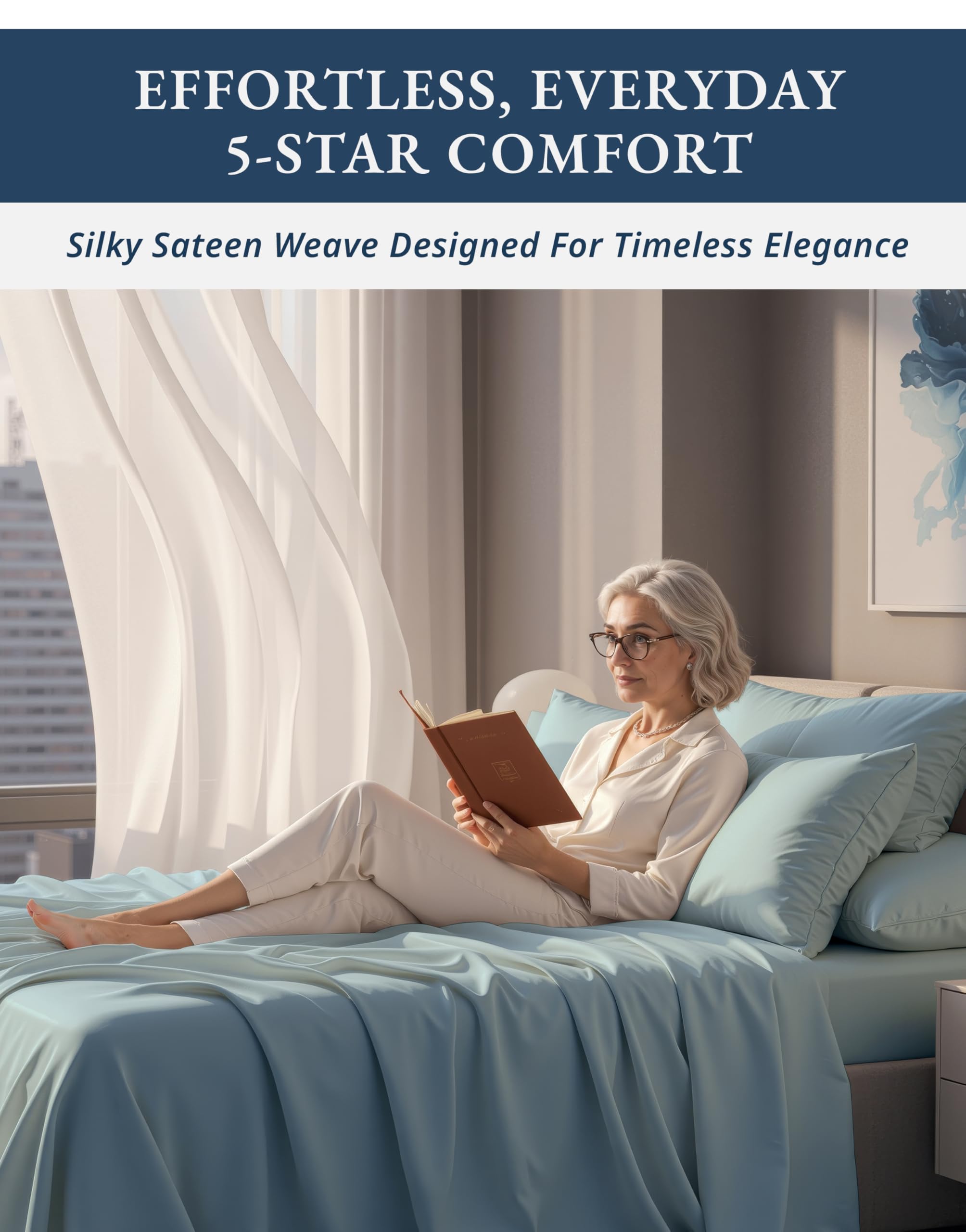 LANE LINEN breathable queen bedding in a modern bedroom setup