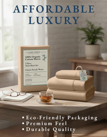 Lane Linen breathable organic cotton texture invites cool comfortable nights.
