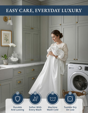 Lane Linen care-friendly sheets machine washable for easy maintenance.