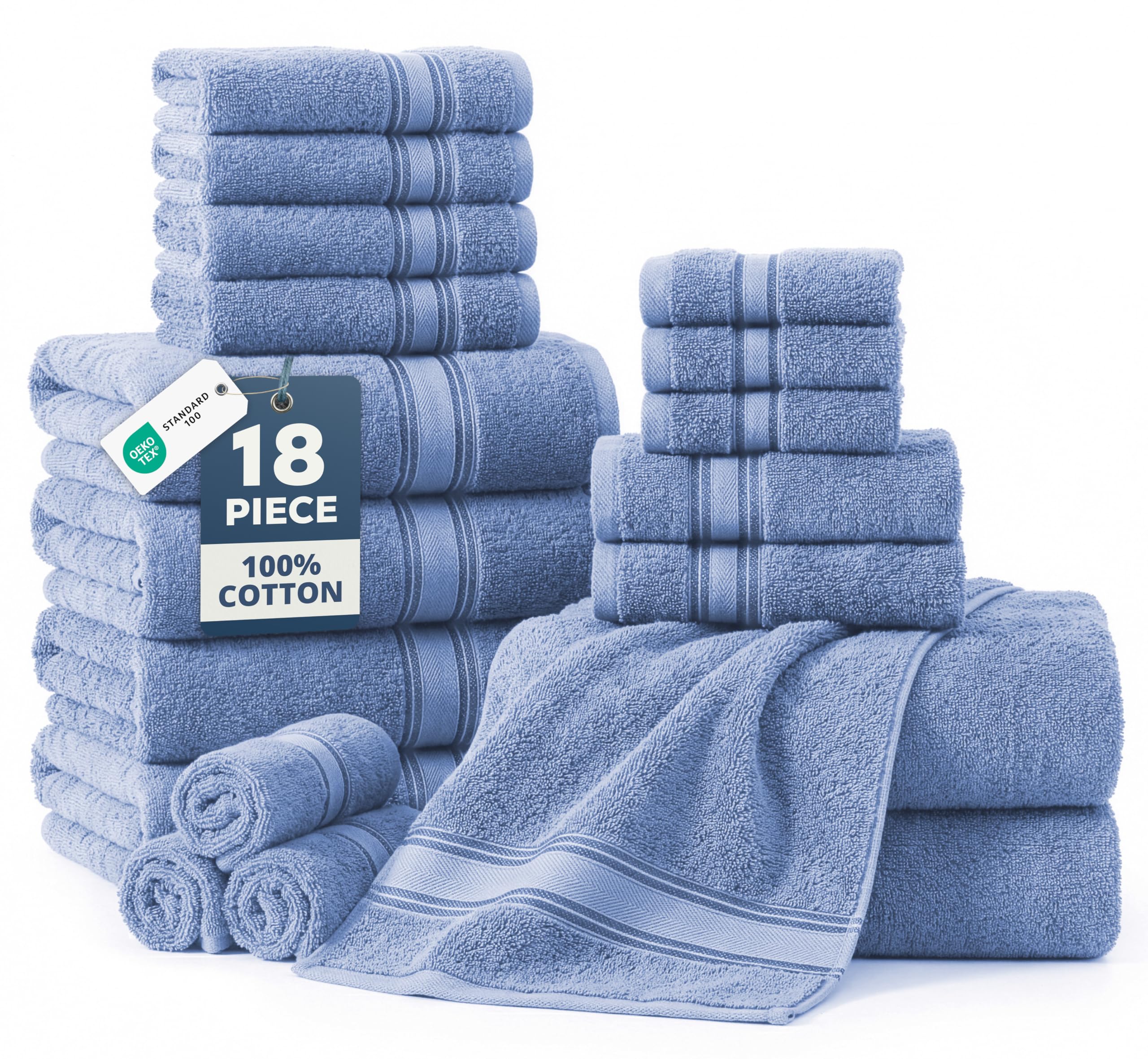LANE LINEN cerulean blue bath towels showcase hotel-style luxury for daily use