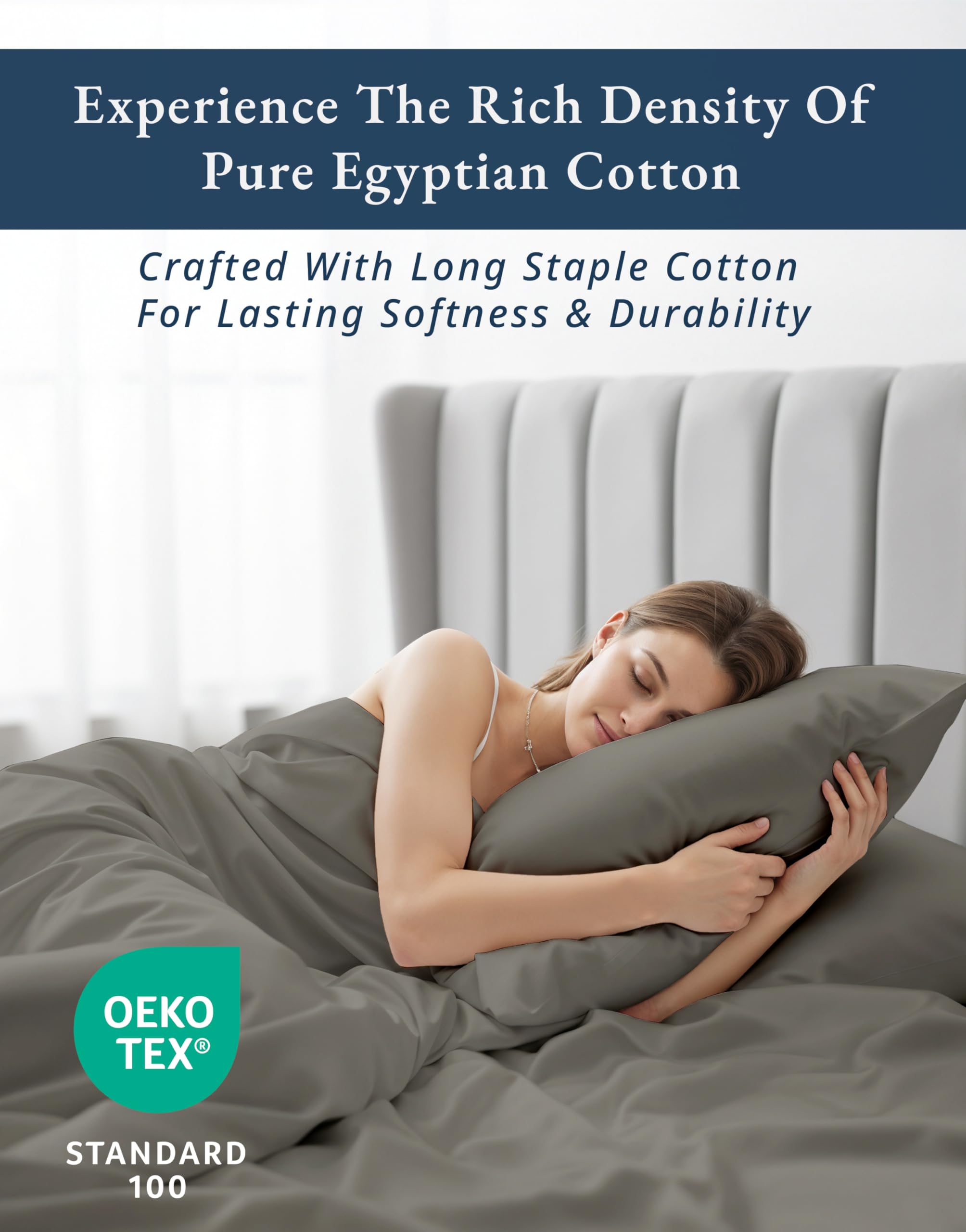 LANE LINEN charcoal king sheets on bed showing secure deep-pocket fit