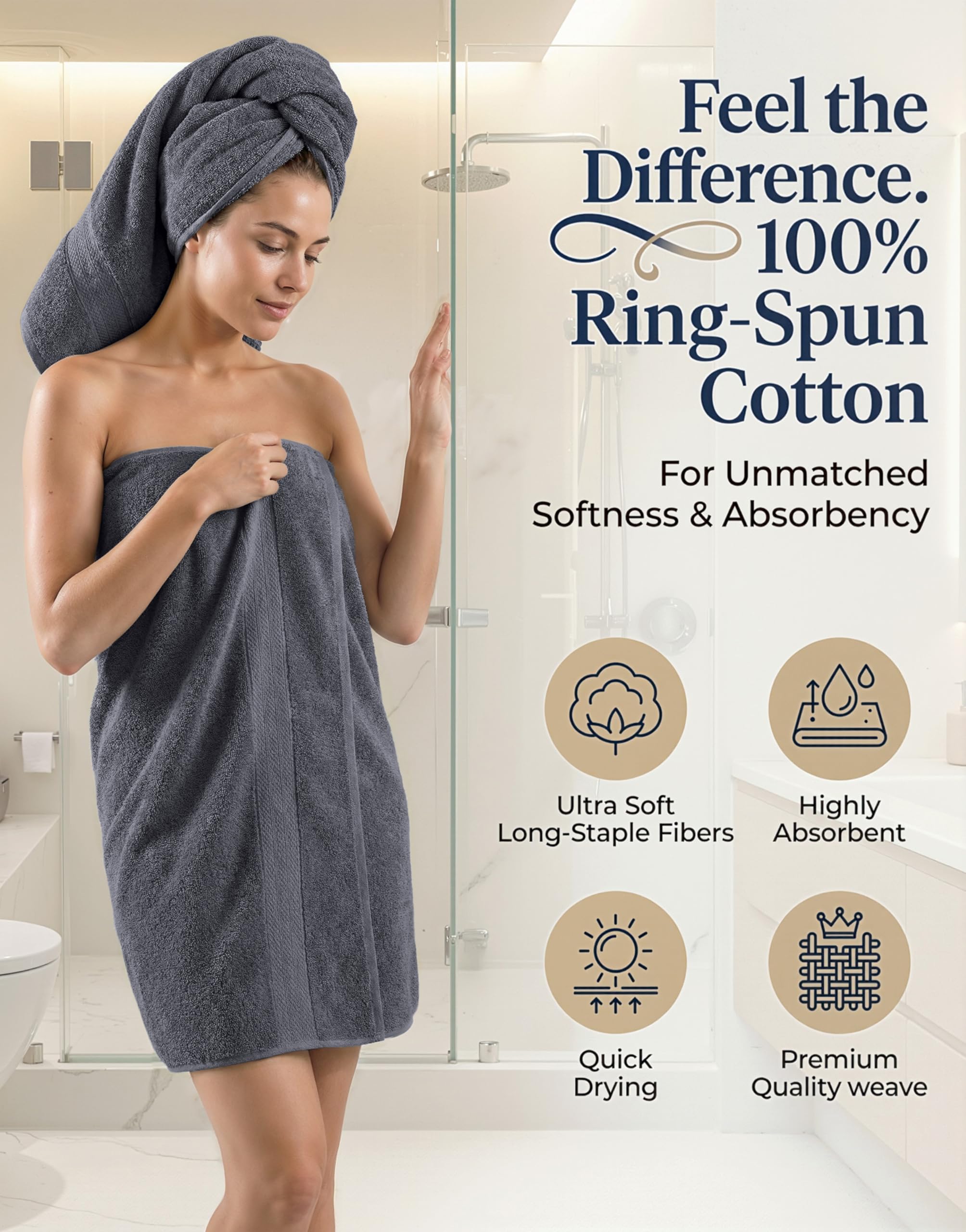 Lane Linen 28x54 bath towels offer quick-dry comfort for daily use