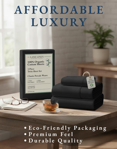 Lane Linen crisp percale detail provides a smooth, breathable surface for sleep.