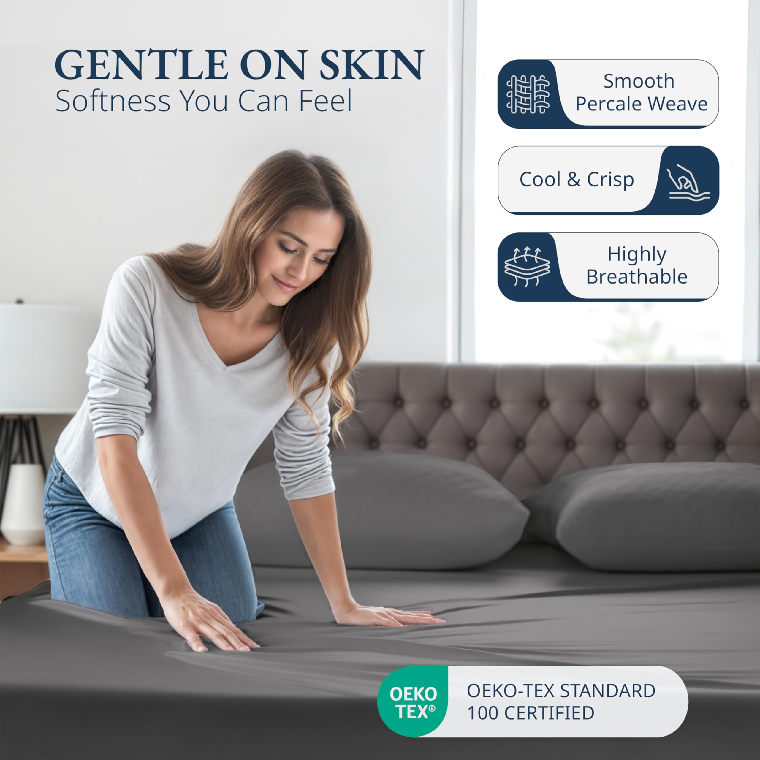 Lane Linen deep-pocket feature for mattresses up to 15 inches