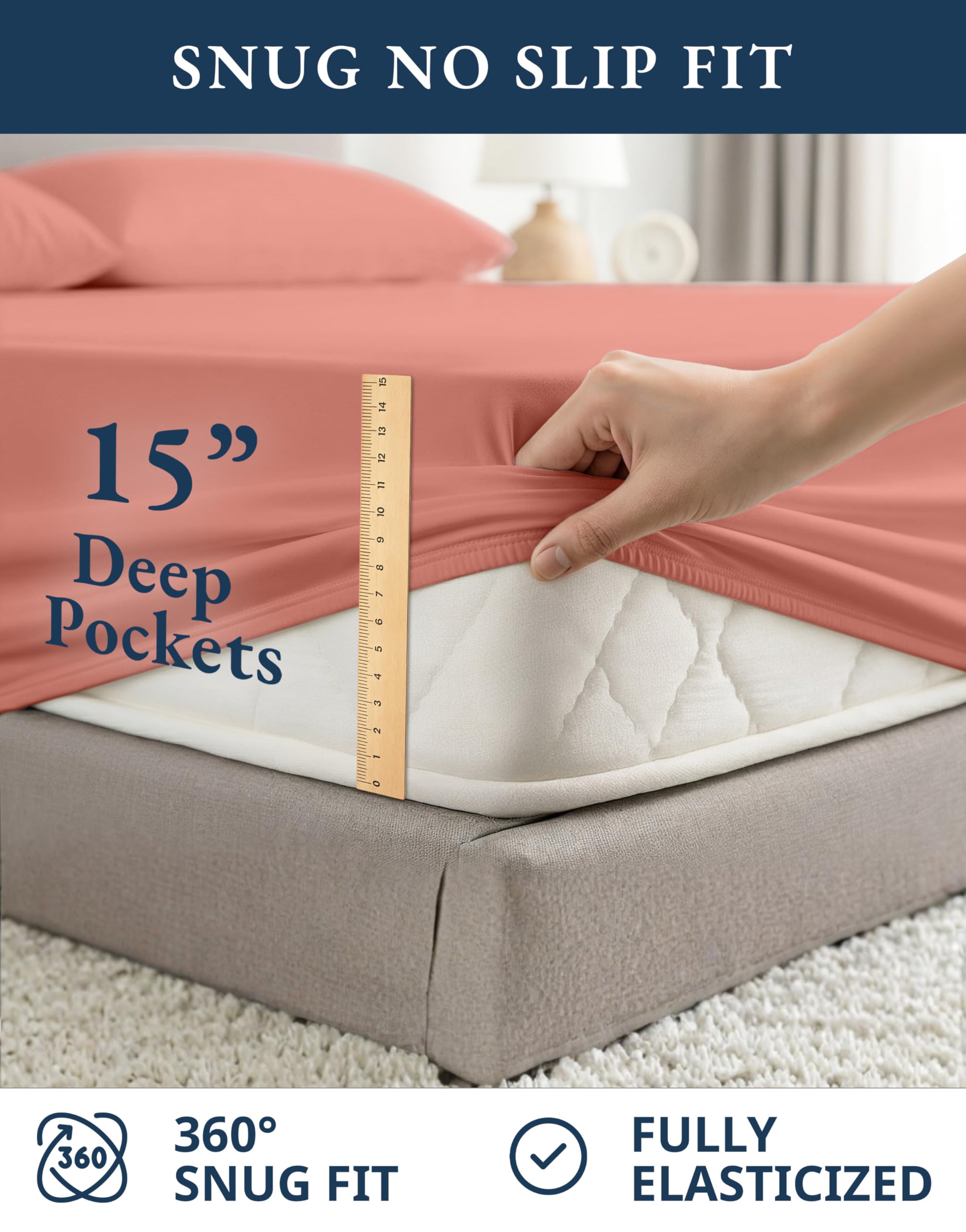 LANE LINEN deep-pocket queen-fit ensures smooth bedding across the night