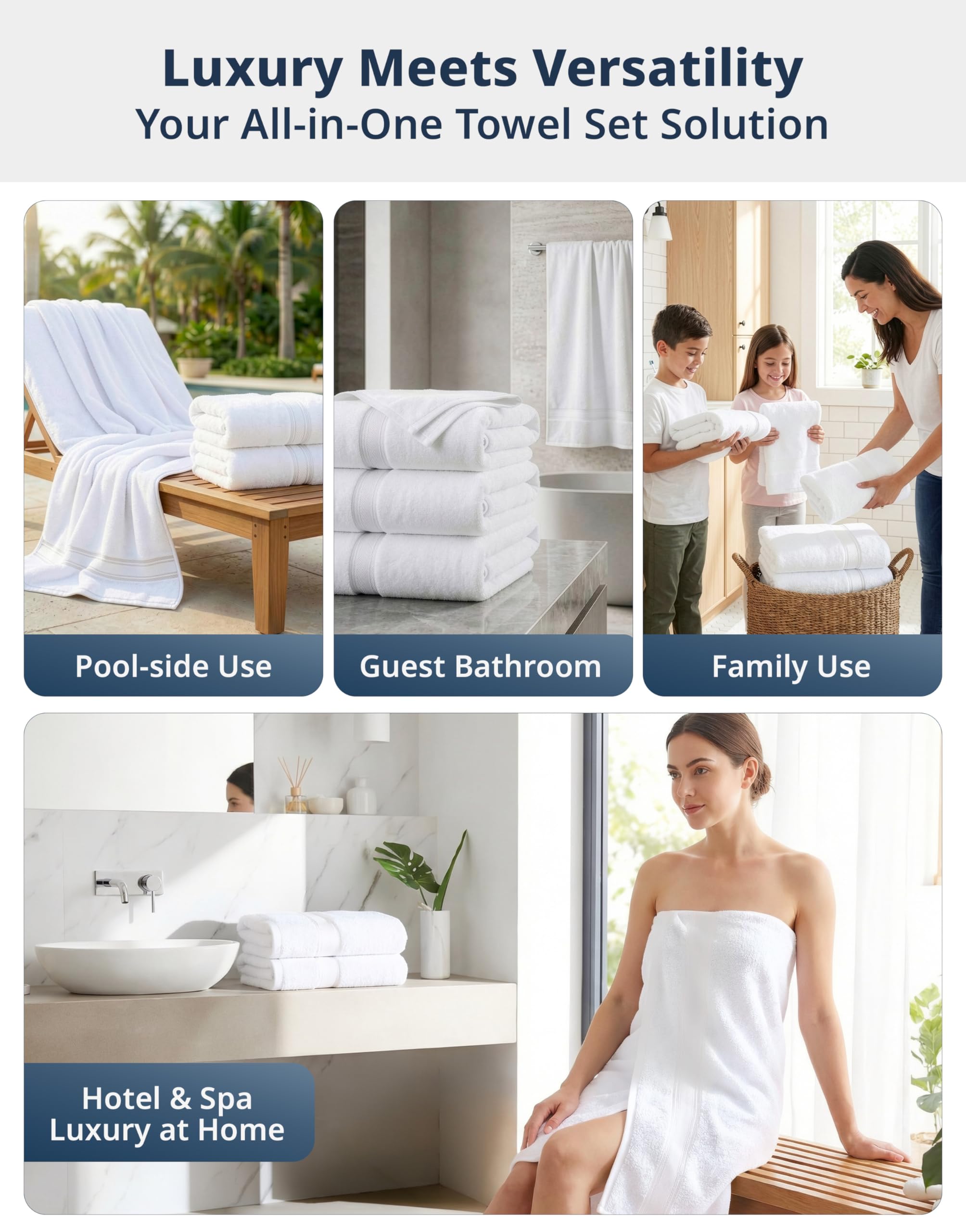 Lane Linen four-pack towels, generous size for full coverage.