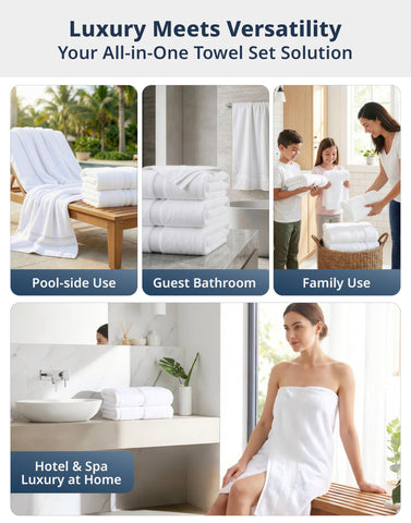Lane Linen four-pack towels, generous size for full coverage.