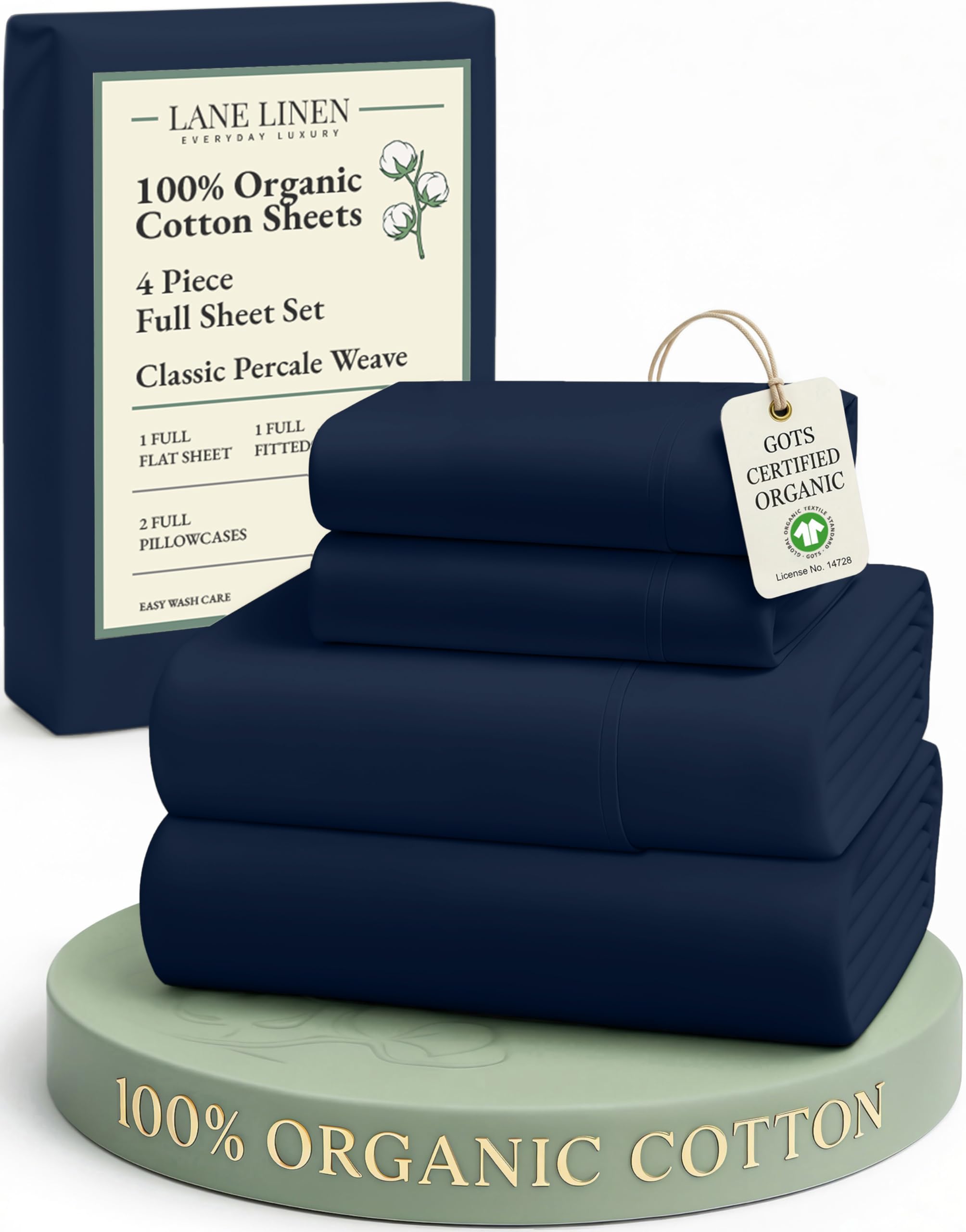Lane Linen eco-friendly organic cotton full sheet set for breathable sleep.