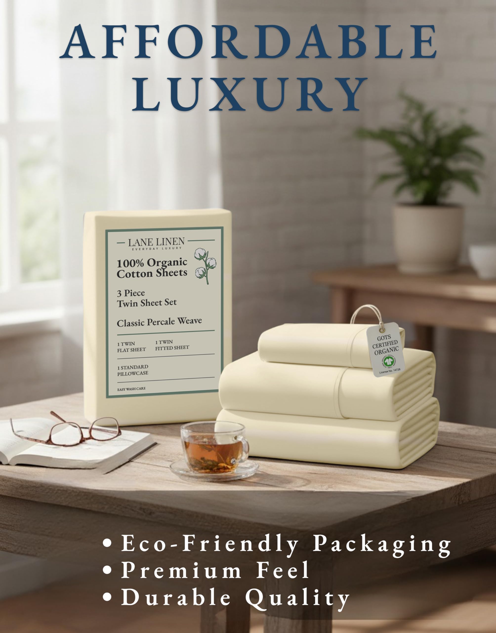 Lane Linen eco packaging promotes sustainable storage and reduced waste.