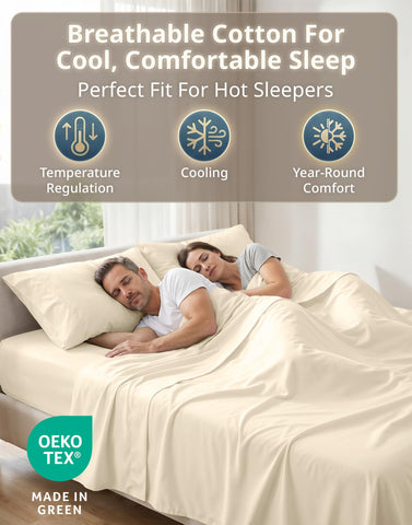 Lane Linen fitted sheet with 15-inch pocket fits deep mattresses.