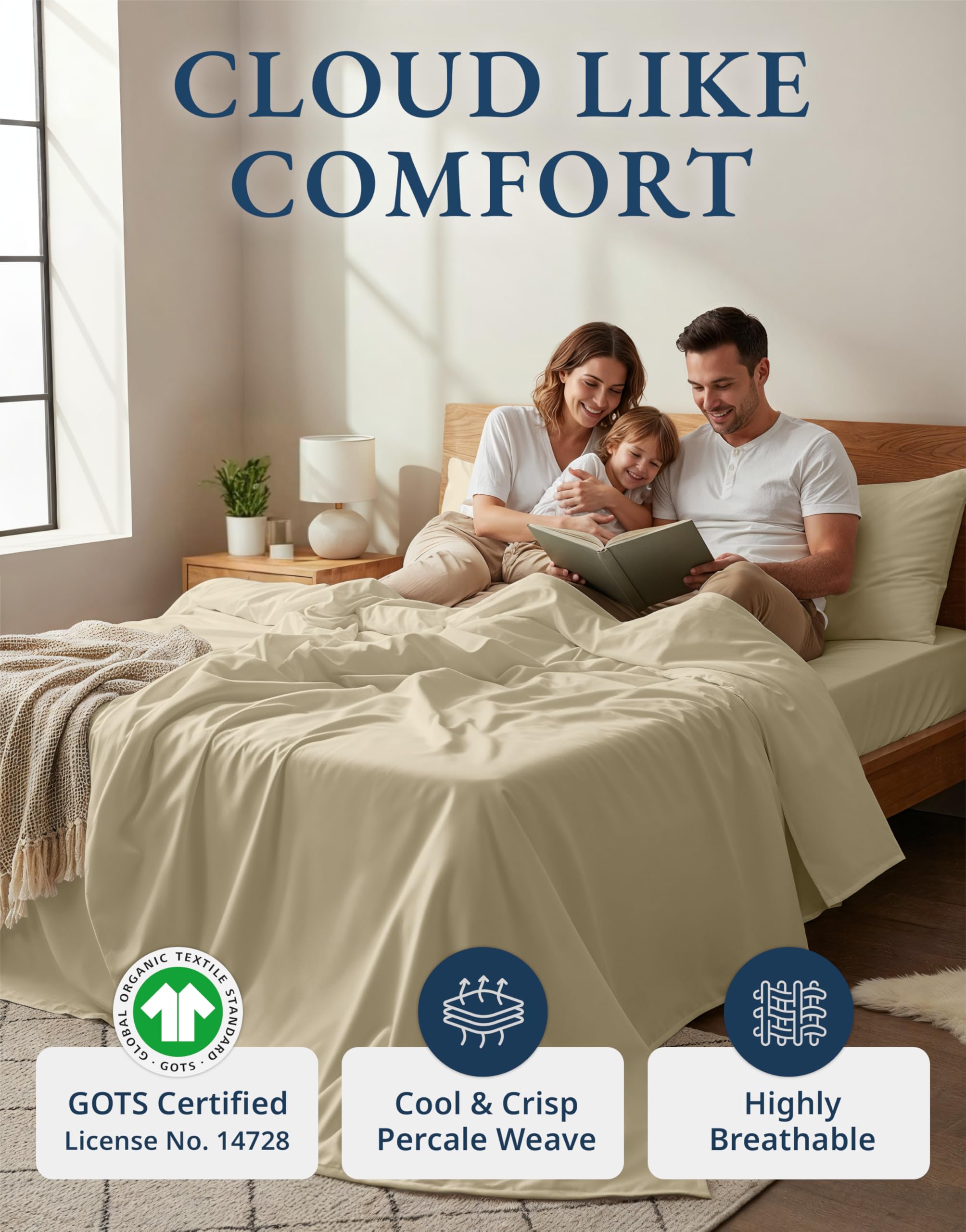 Lane Linen fitted sheet deep pocket 8-15 inches, designed for secure mattress fit.