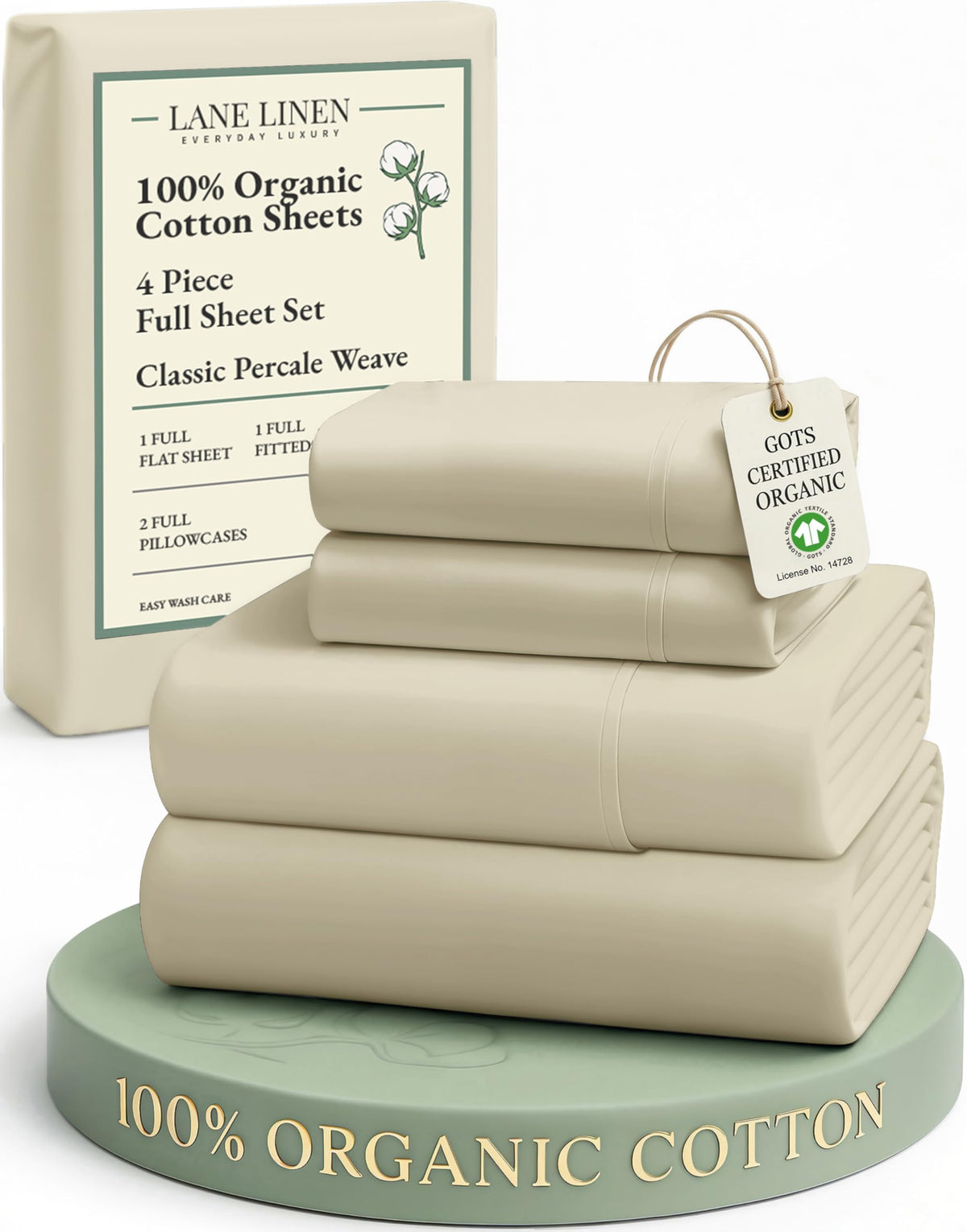 Lane Linen flat sheet full, showcasing hotel-quality softness and breathable organic cotton.