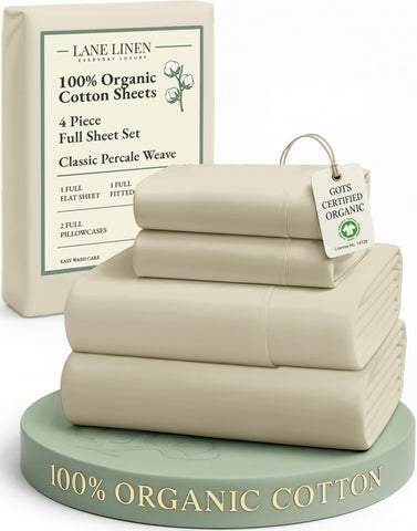 Lane Linen flat sheet full, showcasing hotel-quality softness and breathable organic cotton.