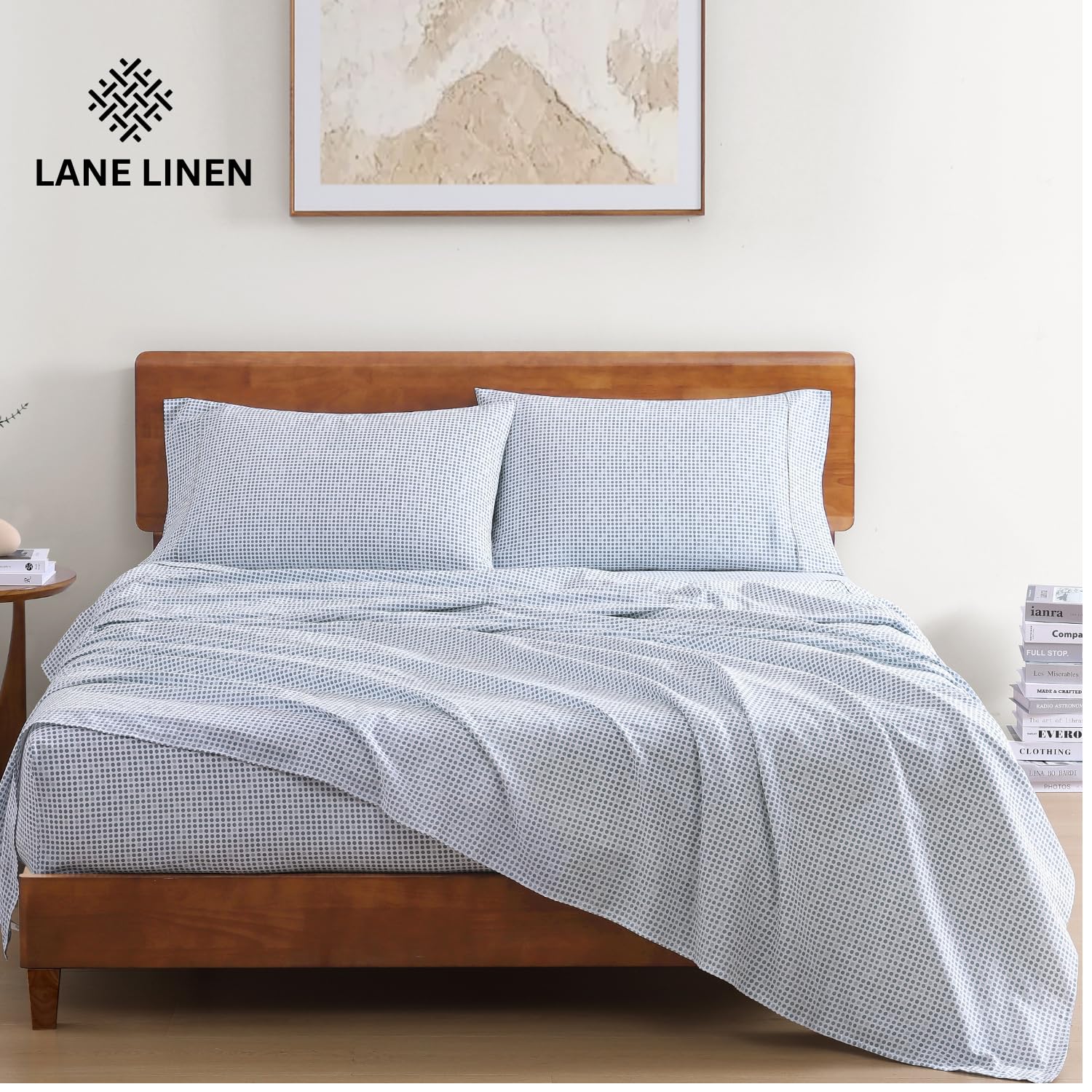 Lane Linen twin flat sheet, 66 inches wide by 96 inches long, ample coverage.