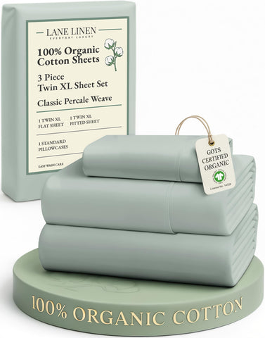 LANE LINEN flat sheet twin xl, crisp percale texture for hotel-like comfort