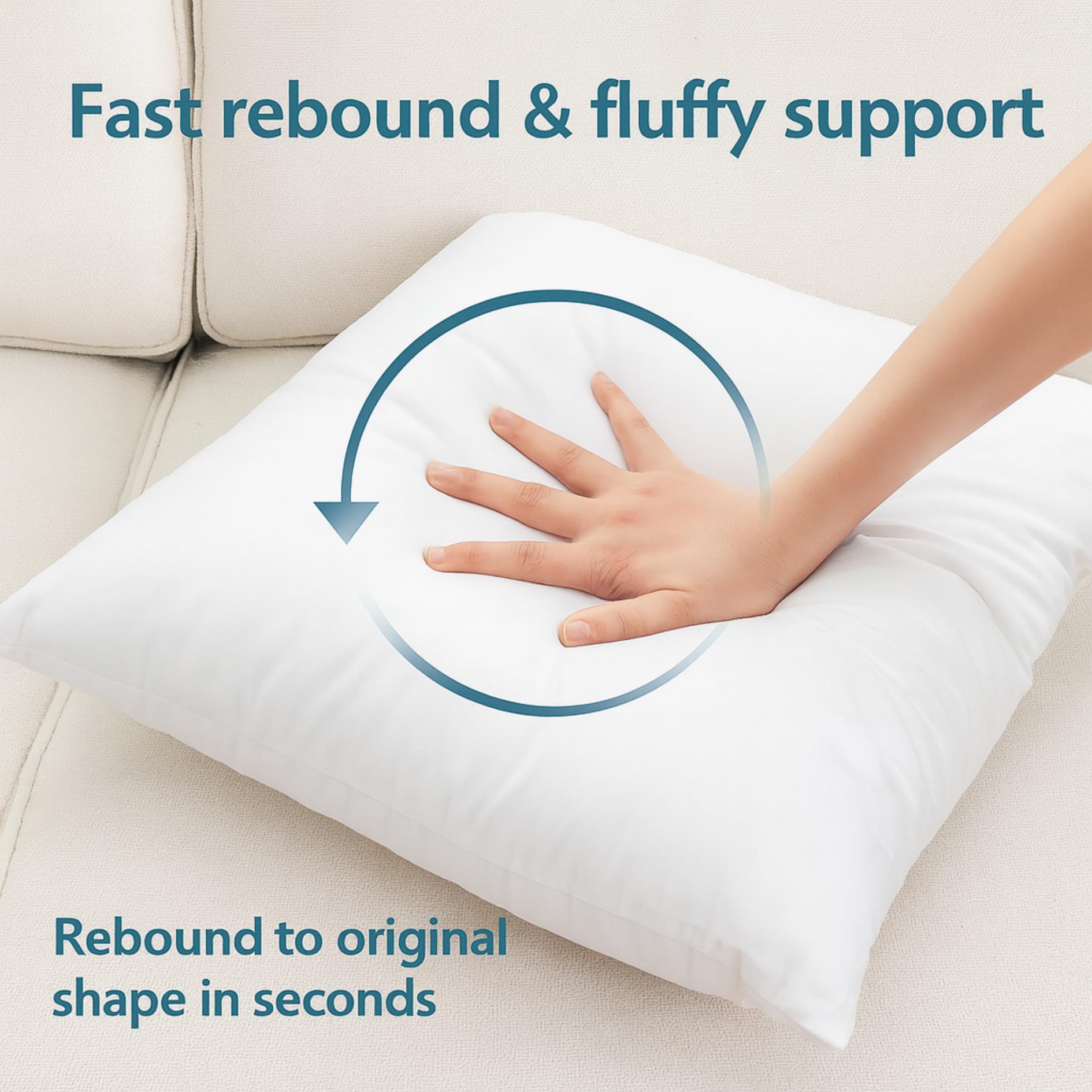 Lane Linen fluffy pillow inserts close-up showcase soft polycotton fill for comfort.