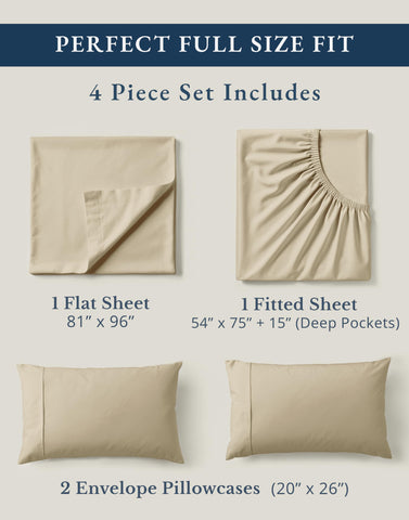 Lane Linen four-piece set unfolded, ready to refresh your bed with crisp percale.