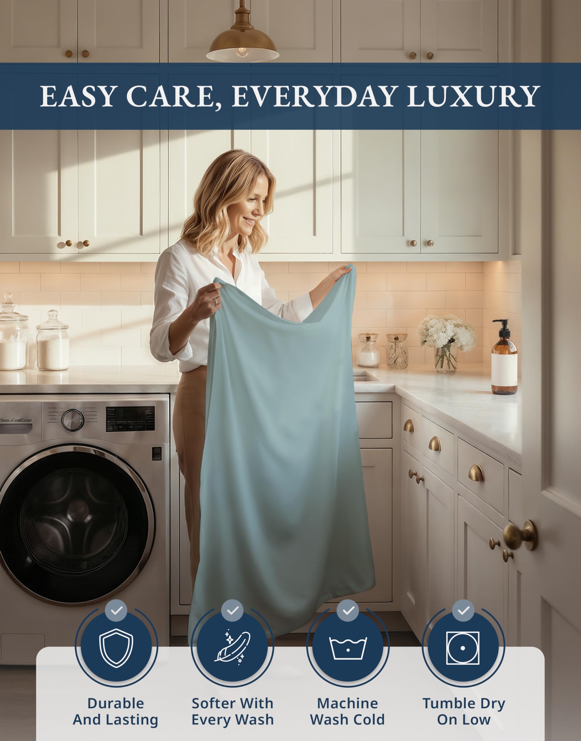 Lane Linen French Blue king sheet set adds timeless color