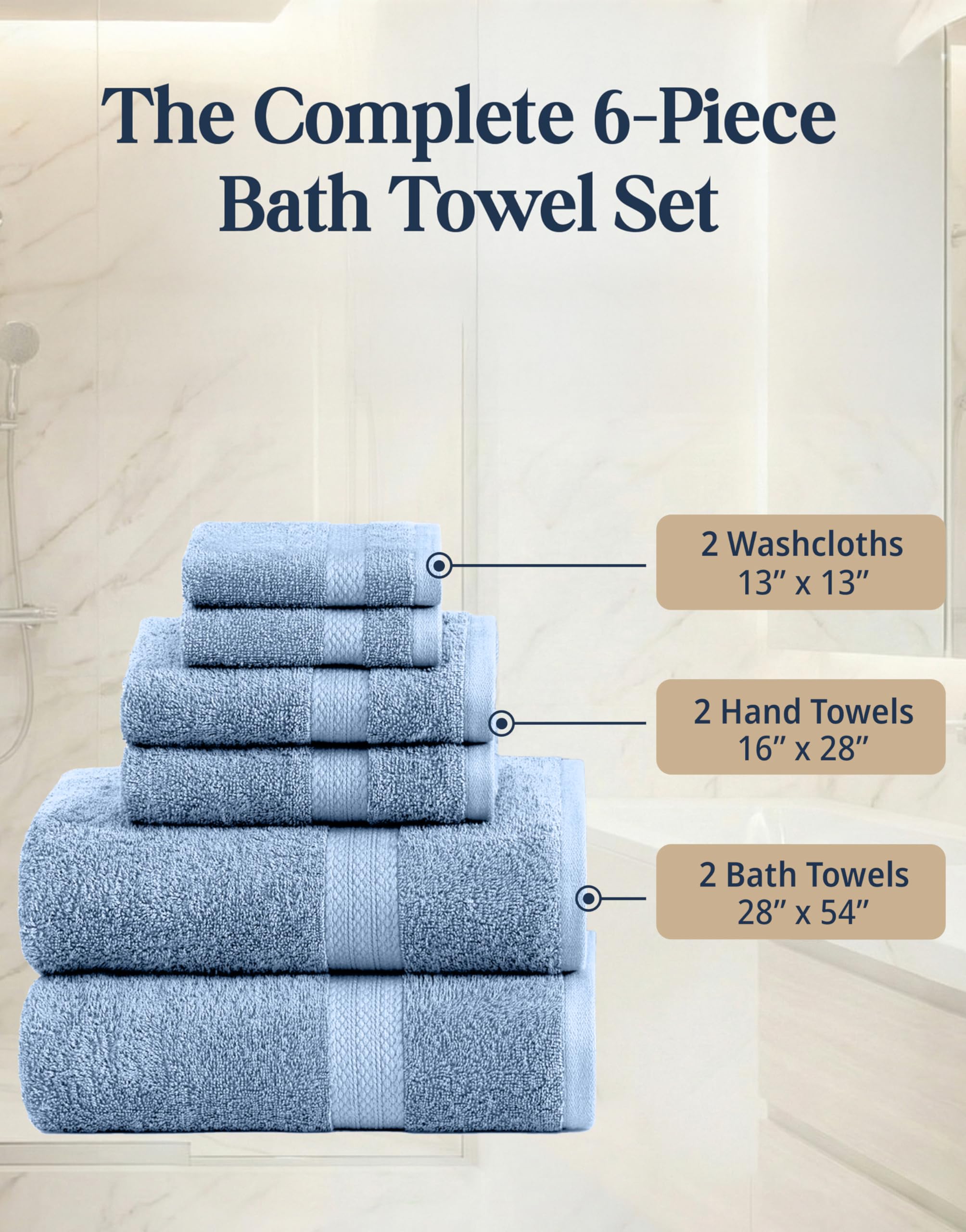 Lane Linen hand towels 16x28 inches ideal for daily bathroom use.