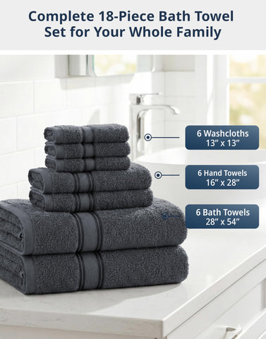 Lane Linen hand towels in cool grey offer soft grip and fast absorption.