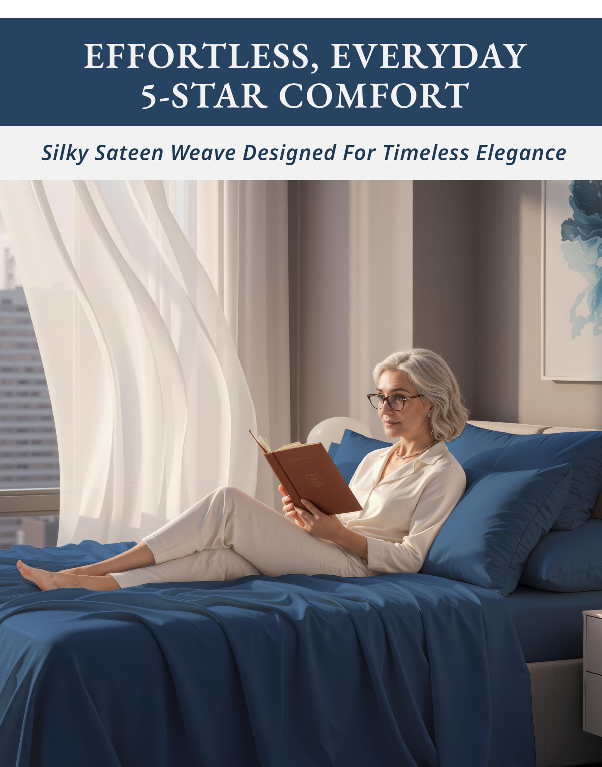 Lane Linen hotel-luxury feel with smooth sateen on Estate Blue