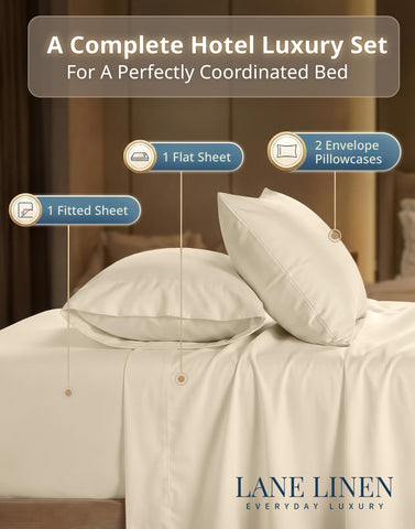 Lane Linen hotel-style hem details add refined flair to bedding.