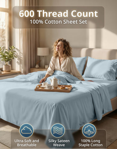 Lane Linen king fitted sheet shows a secure 15-inch pocket for deep mattresses